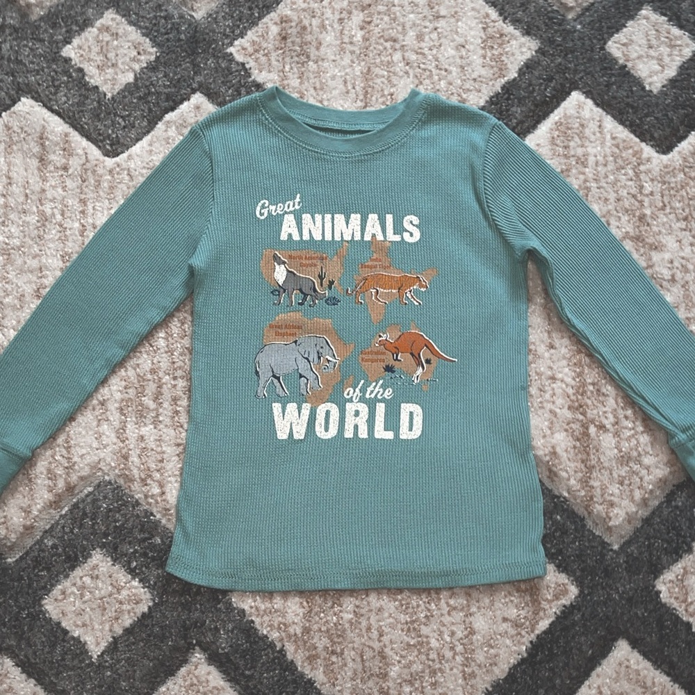 Boys 4t garanimals animals waffle weave long sleeve shirt